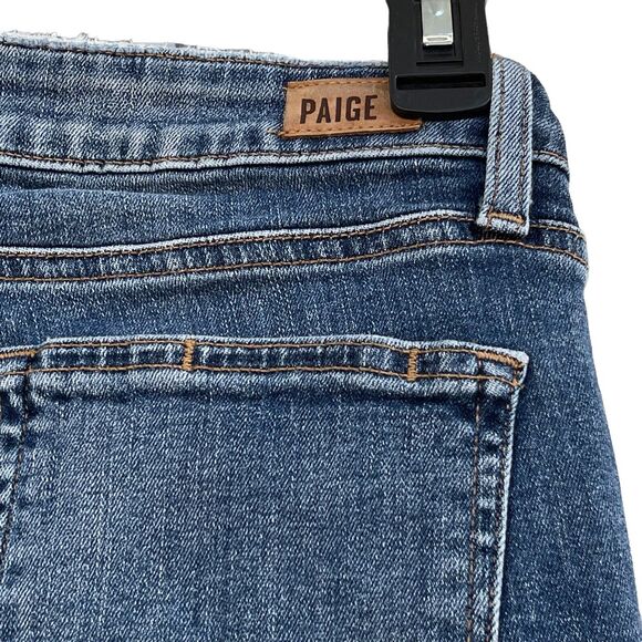 Paige SZ 27 Verdugo Crop Jeans Low-Rise Stretch 5-Pocket Whiskered Zip-Fly Blue - Picture 6 of 12